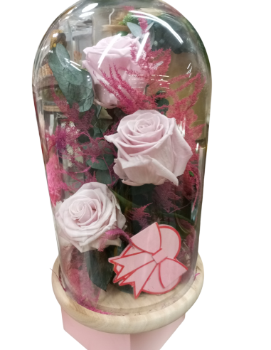 cupula cristal 3 rosas preservadas rosas